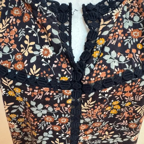 Lucky Brand Floral Sleeveless Blouse - navy and Brown - Picture 2 of 7